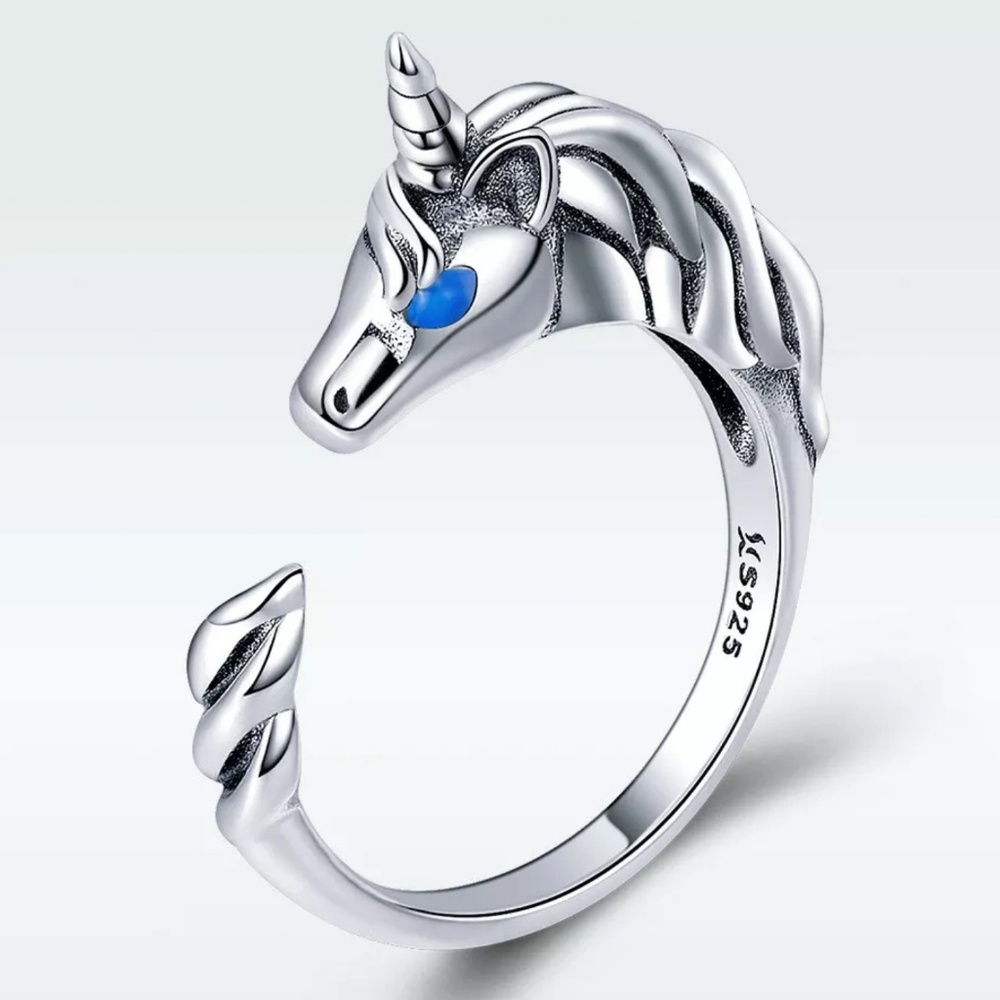 Sterling Silver Unicorn Ring 925 Stamped Sz 7 New!